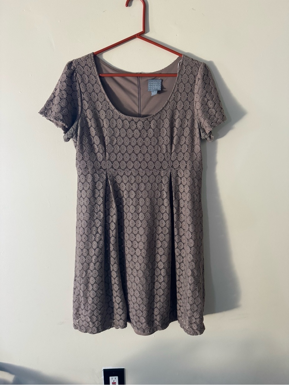 Rabbit Rabbit Rabbit Petite Lace Overlay Dress Taupe Size 14P